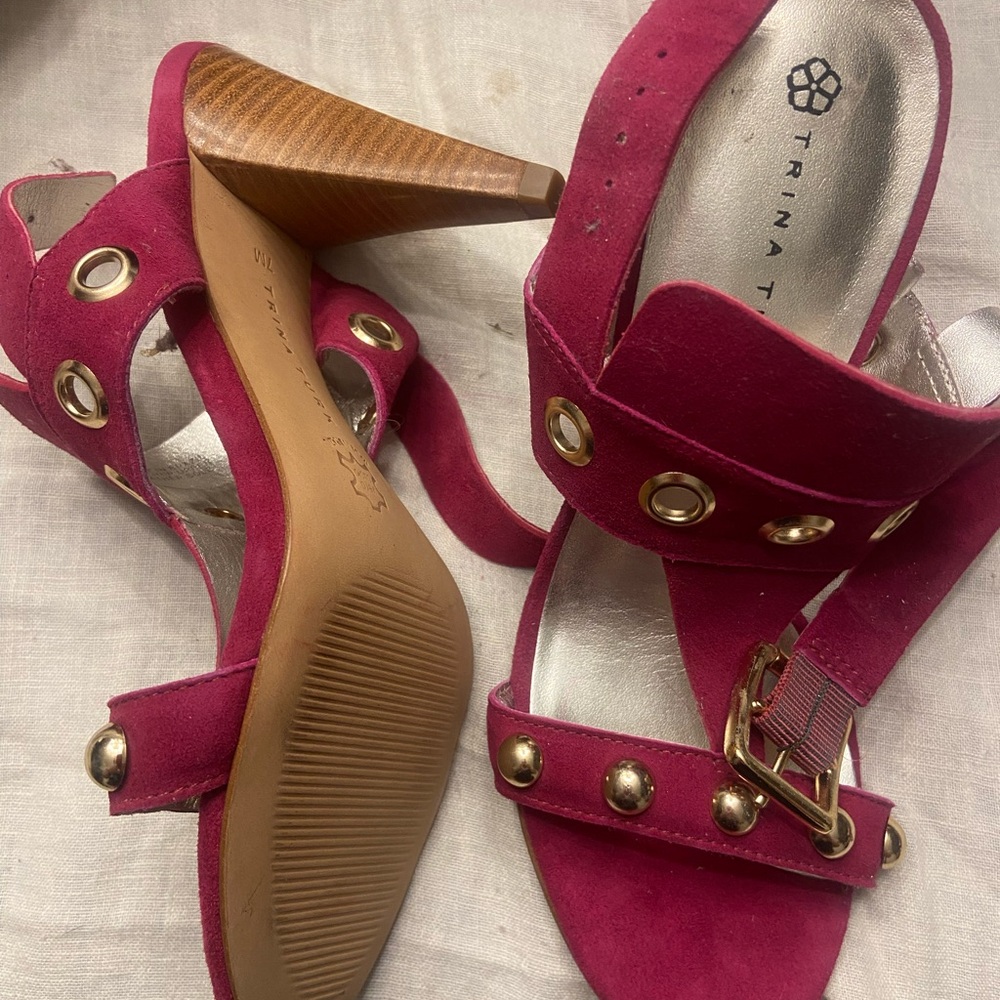 Trina Turk Fuchsia Sandals with Gold Accents